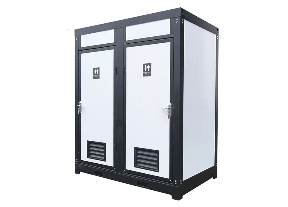 【Pre-order】K2113 Heavy-Duty Two-Person Portable Toilet – Dual Private Cabins with Sink, Exhaust Fan & Durable Steel Frame (7ft × 4ft × 8ft)