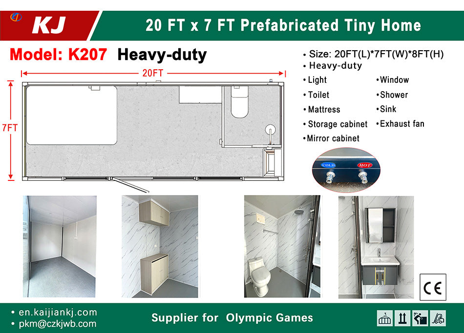 【Pre-order】20FT x 7FT Prefabricated Tiny Home – Heavy-Duty Modular Living Unit with Bathroom, Shower, and Kitchen Essentials