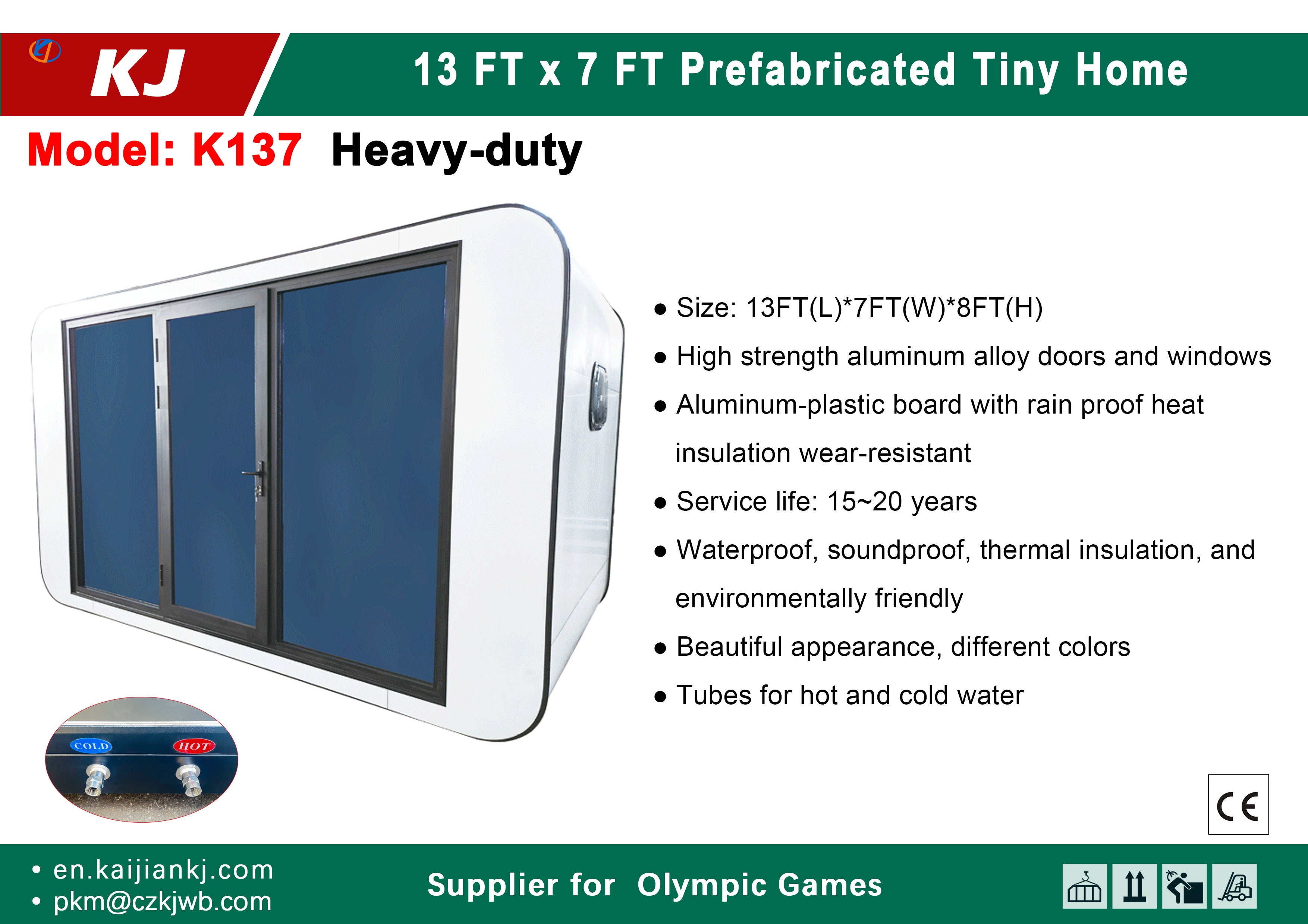 【Pre-order】13FT x 7FT Prefabricated Tiny House –  Outdoor Living and Working Heavy-Duty Modular Living Unit Waterproof, Insulated & Long-Lasting Cabin