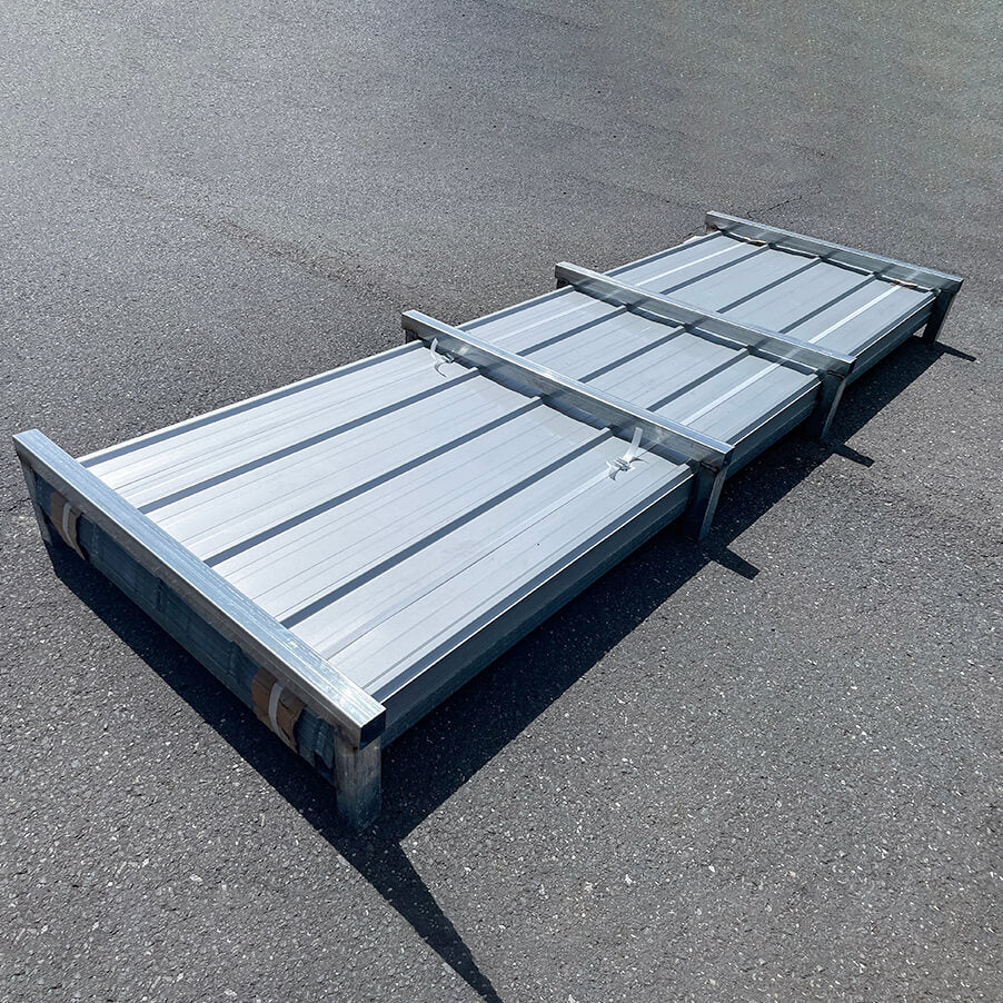 10-foot galvalume corrugated steel roofing panels on pallet