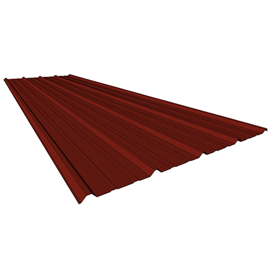 Red corrugated metal sheet on a white background