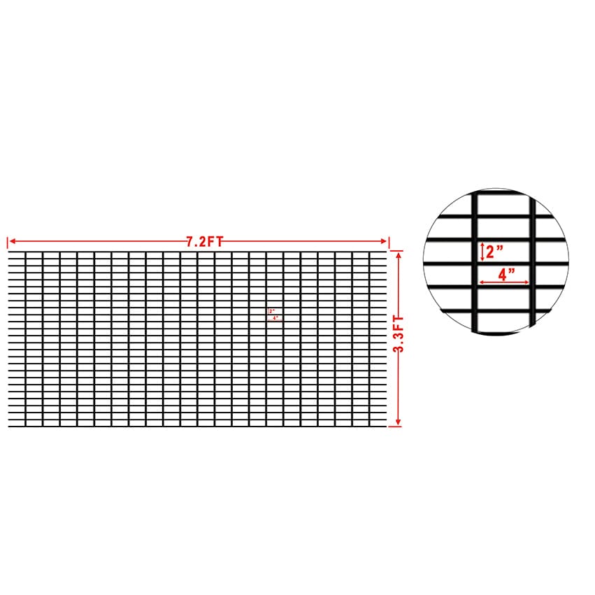 Grid pattern with measurements on a white background