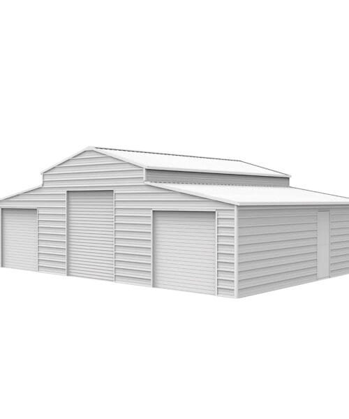 42FT × 30FT × 13FT Heavy-Duty Metal Storage Shed for Home & Farm with 3 roll up doors