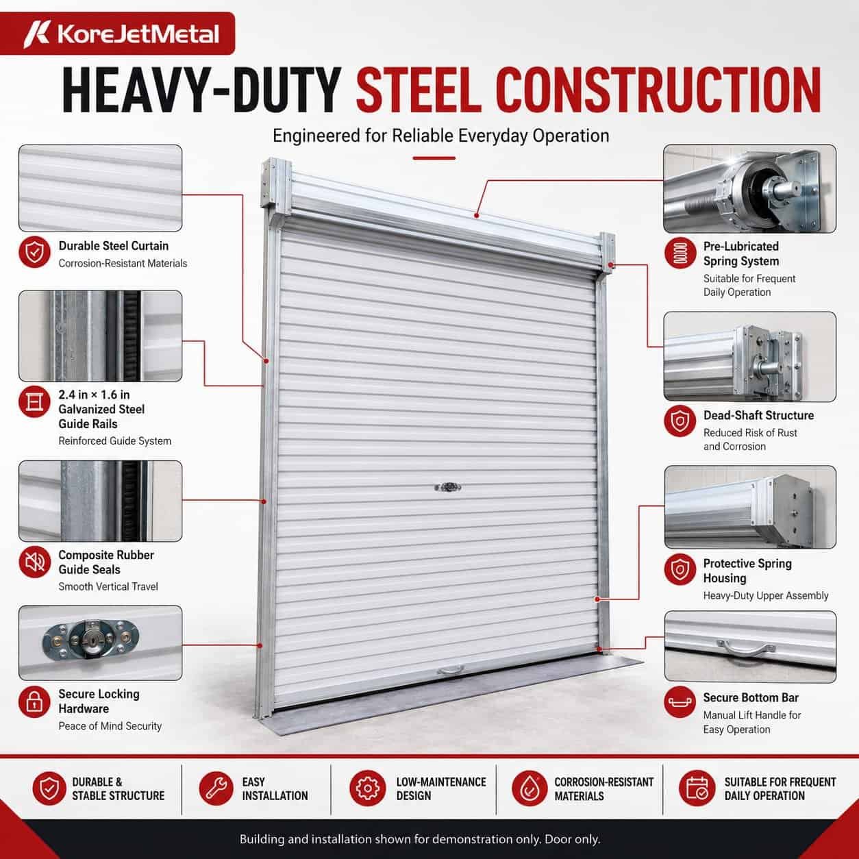 102″ × 102″ Manual Rolling Shutter Door – for Sheds, Barns & Carports (8.5 FT × 8.5 FT) - Image 4