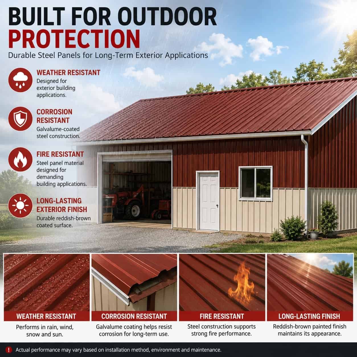 10FT Metal Galvalume Corrugated Panels – Durable red-brown Roof & Wall Sheets - Image 5