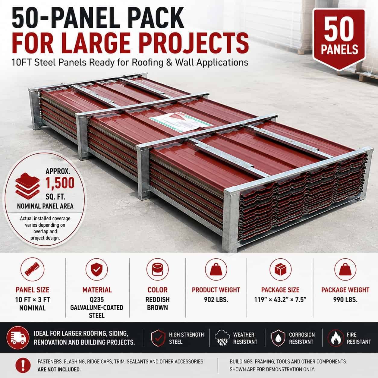 10FT Metal Galvalume Corrugated Panels – Durable red-brown Roof & Wall Sheets - Image 8