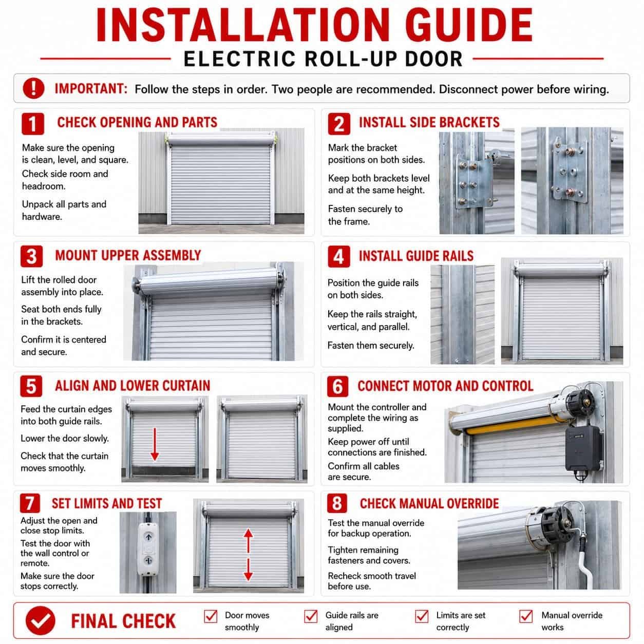 142" × 119" Electric Roll Up Garage Door – 110V Motorized Steel Rolling Shutter for Barns, Sheds & Carports (12 FT × 10 FT) - Image 8