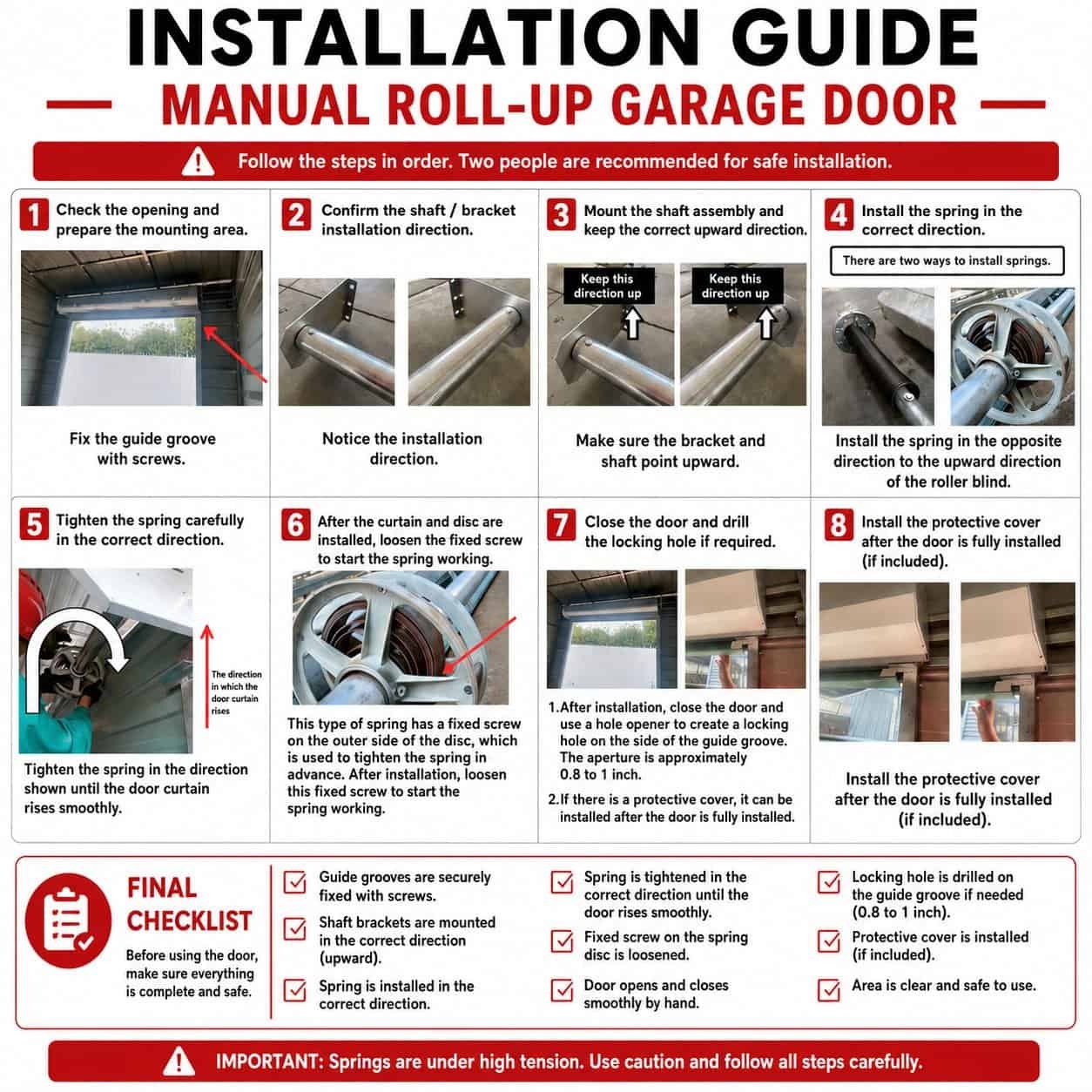 102″ × 102″ Manual Rolling Shutter Door – for Sheds, Barns & Carports (8.5 FT × 8.5 FT) - Image 10