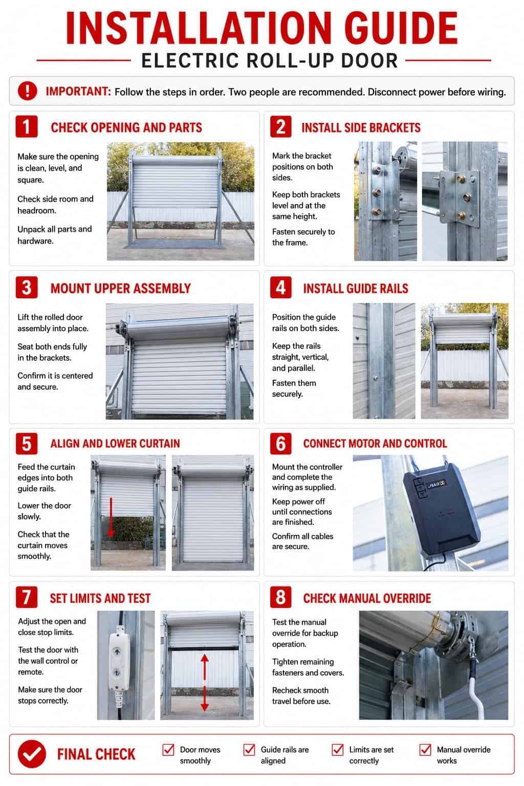 102″ × 102″ Electric Roll-Up Garage Door with Remote Control (8.5FT x 8.5FT) - Image 10