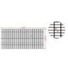 Grid pattern with measurements on a white background