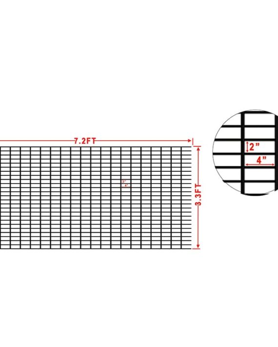 Grid pattern with measurements on a white background