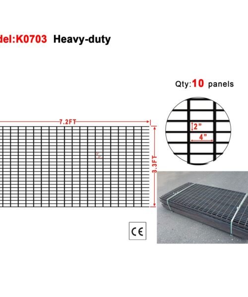 Heavy-duty grid panel with dimensions and quantity information on a white background
