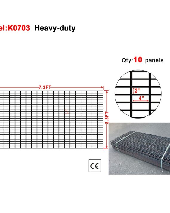 Heavy-duty grid panel with dimensions and quantity information on a white background
