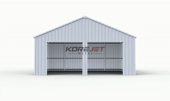 22FT × 23FT  Double Garage Steel Barn Shed Cream