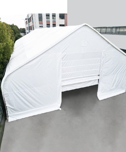 50FT x 100FT Heavy-Duty Storage Shelter – Double Truss 30oz PVC Fabric Warehouse