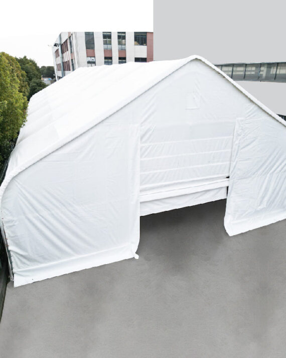 50FT x 100FT Heavy-Duty Storage Shelter – Double Truss 30oz PVC Fabric Warehouse