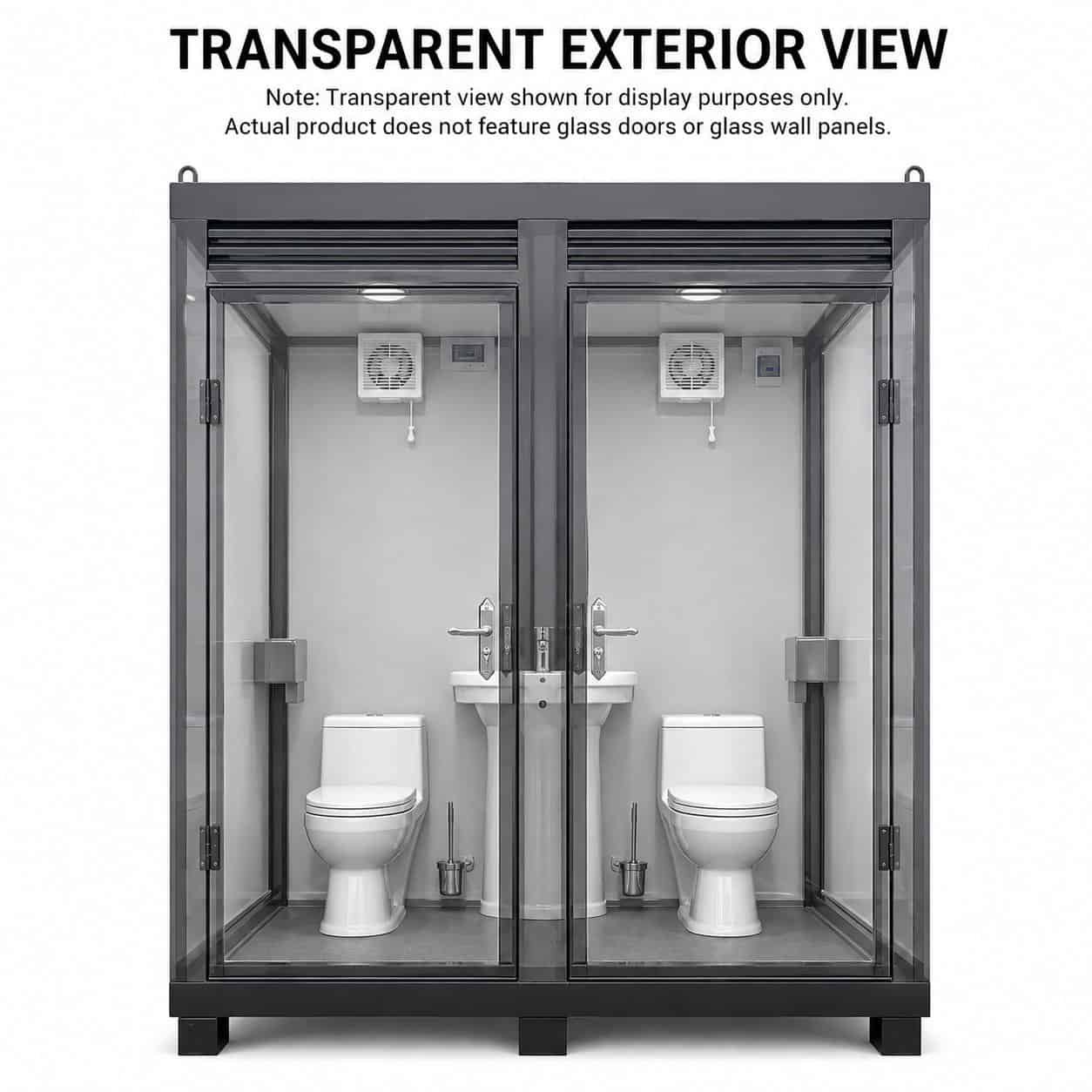 Two-Person Portable Toilet Cabin – Outdoor Restroom with Light, Sink & Vent Fan - Image 2