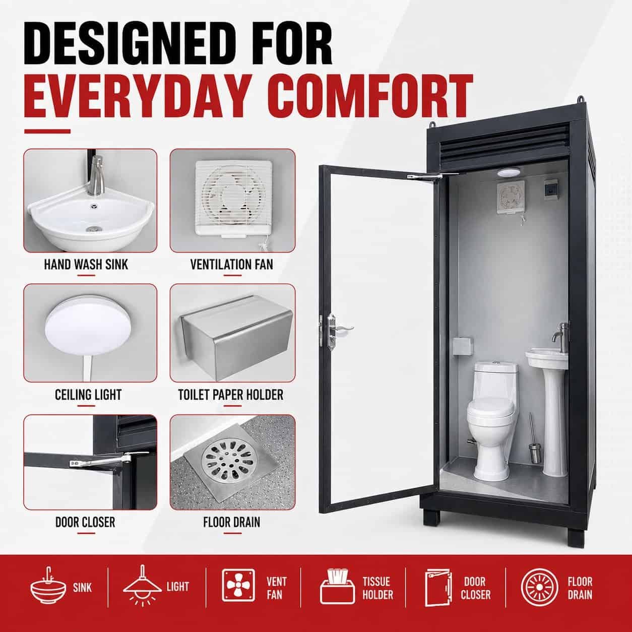 Portable Insulated Toilet Cabin Restroom with sink - Image 8