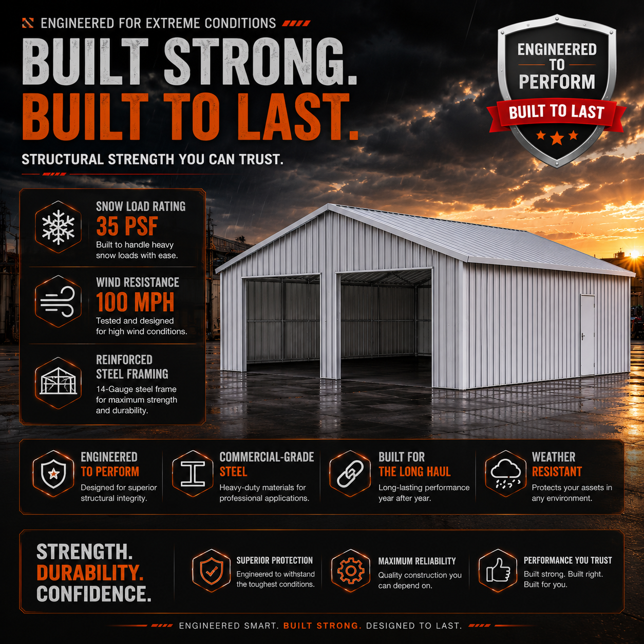 33FT x 25FT Metal Garage Barn – Reinforced Steel Structure - Image 3