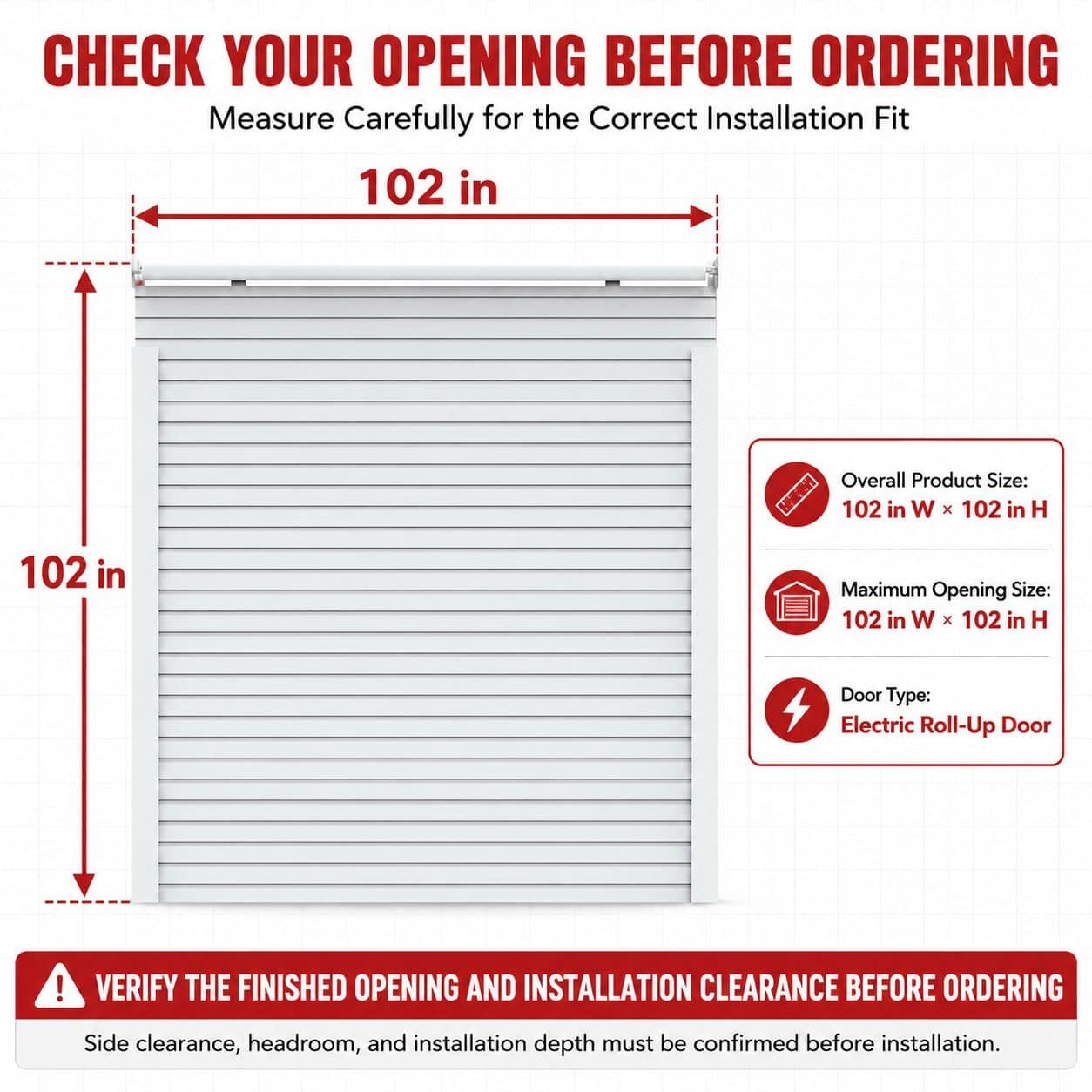 102″ × 102″ Electric Roll-Up Garage Door with Remote Control (8.5FT x 8.5FT) - Image 2