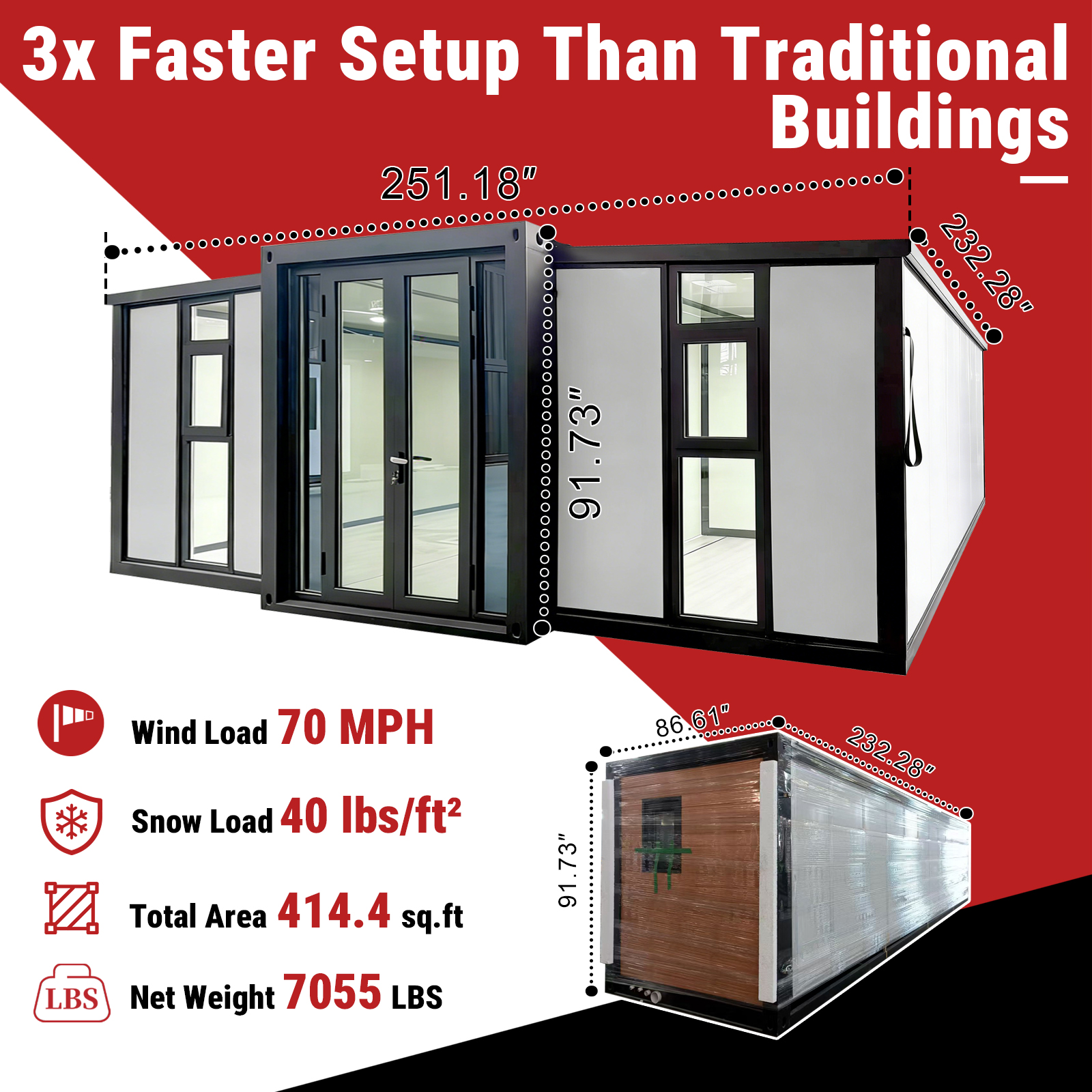 Prefab Modular Tiny Foldable Home - Two Bedrooms, One Living Room - Image 2
