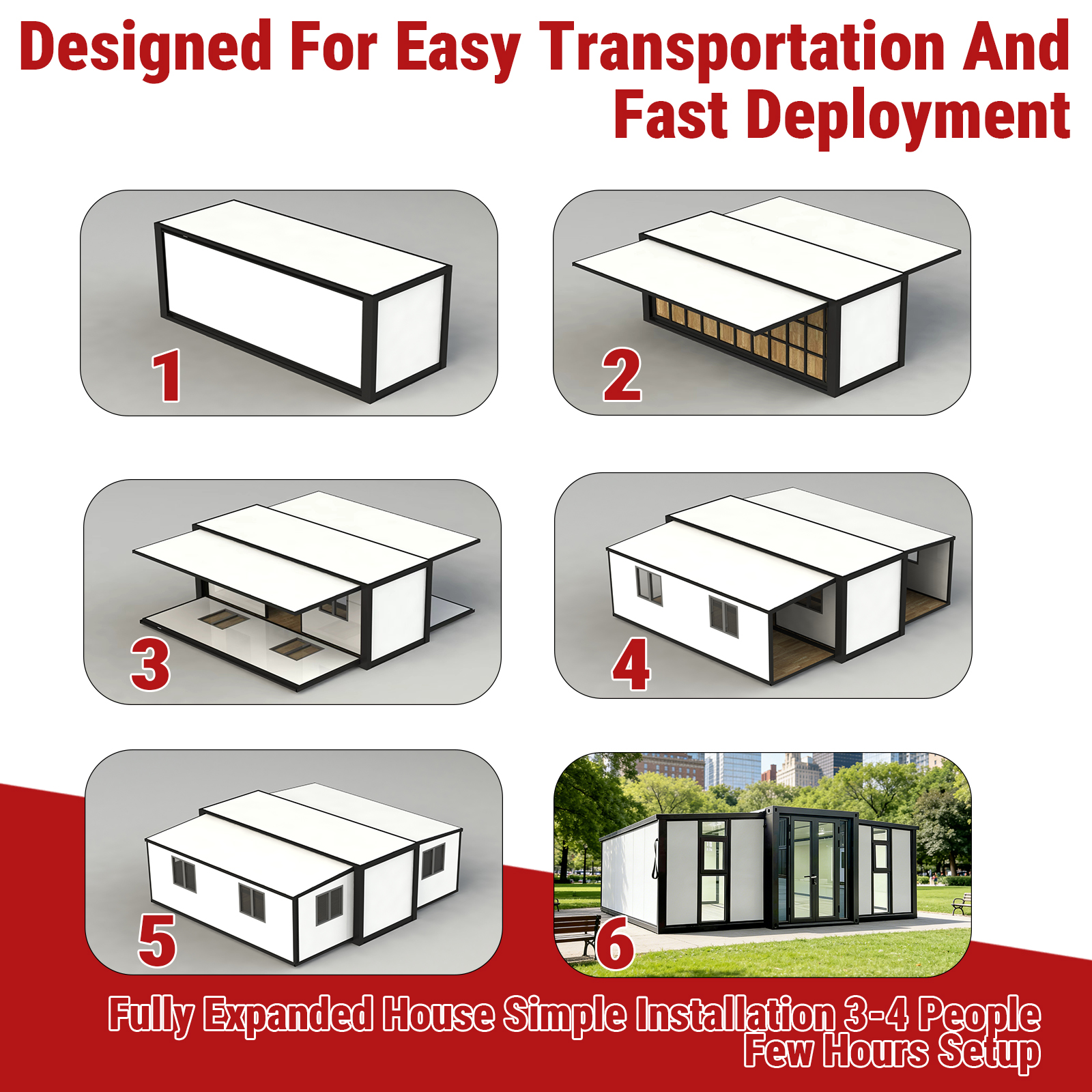 Prefab Modular Tiny Foldable Home - Two Bedrooms, One Living Room - Image 7