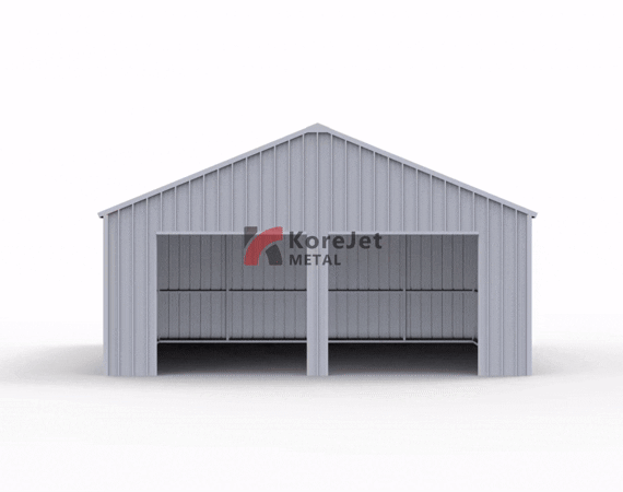 22FT × 23FT  Double Garage Steel Barn Shed Cream