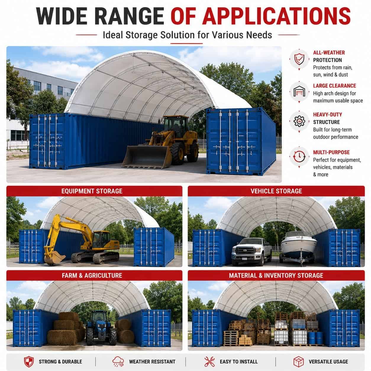 20FT x 40FT Heavy-Duty Shipping Container Shelter with Galvanized Steel Frame & PVC Cover 15 oz - Image 6