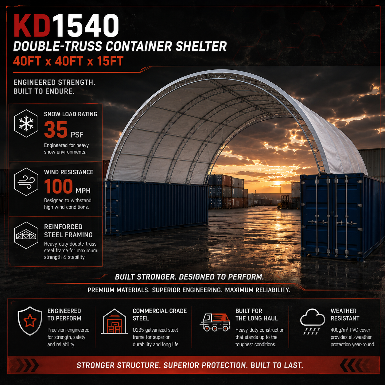 40FT x 40FT Arch Double Galvanized Frame Tarpaulin Tent Warehouse Shed (Excluding containers) - Image 7