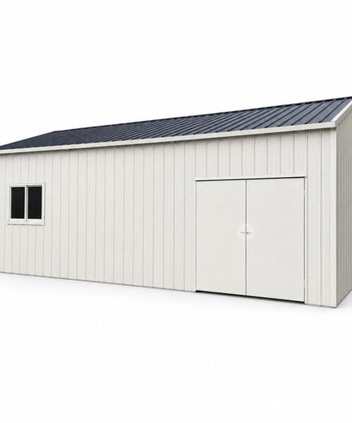 28FT x 25FT Metal Workshop Shed with Caster Sliding Door, Windows & Storage Space
