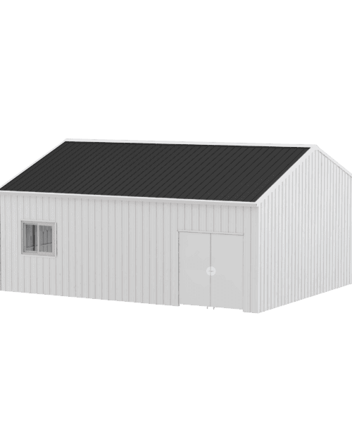 28FT x 25FT Metal Workshop Shed with Caster Sliding Door, Windows & Storage Space