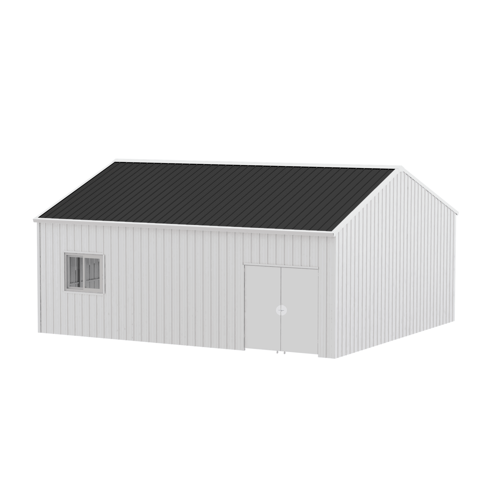 28FT x 25FT Metal Workshop Shed with Caster Sliding Door, Windows & Storage Space